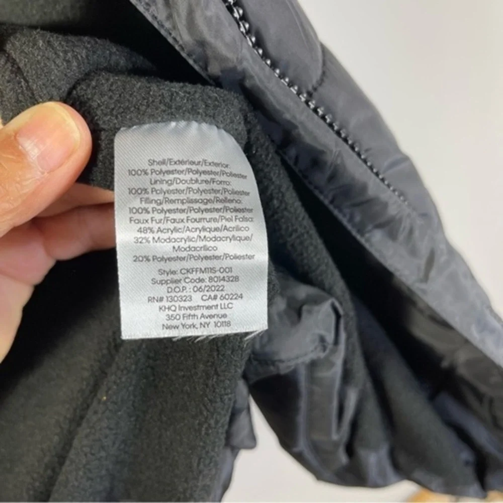 Calvin Klein girl Hooded Black Puffer Jacket With Fleece Lining Down Size XL/16